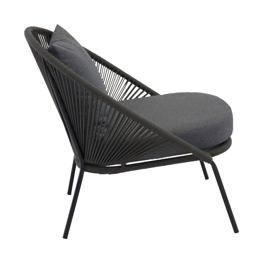 VENTURE DESIGN Lindos loungestol, med pute - svart polyestertau, aluminium og stl