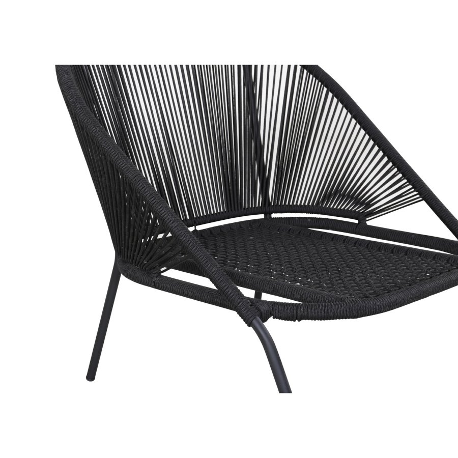 VENTURE DESIGN Lindos loungestol, med pute - svart polyestertau, aluminium og stl