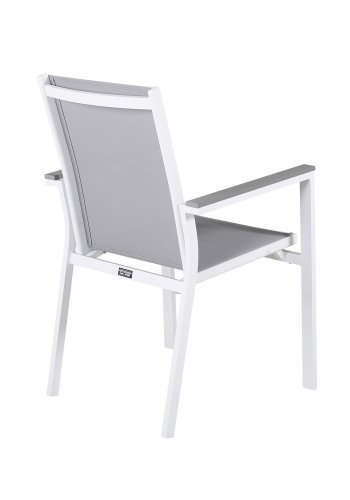 VENTURE DESIGN Parma hagestol, med armlener - gr av tre, gr tekstilene og hvit aluminium