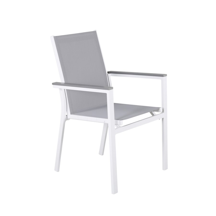 VENTURE DESIGN Parma hagestol, med armlener - gr av tre, gr tekstilene og hvit aluminium