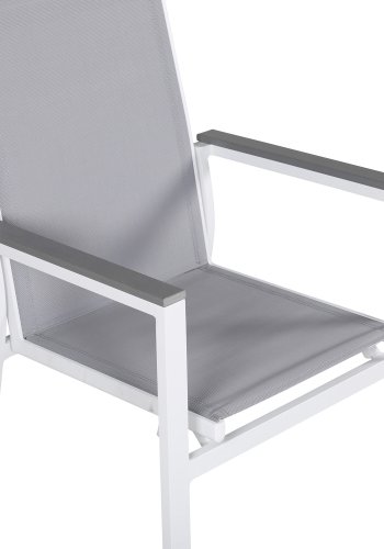 VENTURE DESIGN Parma hagestol, med armlener - gr av tre, gr tekstilene og hvit aluminium