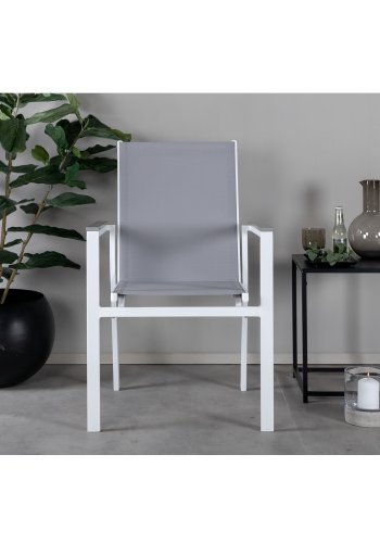VENTURE DESIGN Parma hagestol, med armlener - gr av tre, gr tekstilene og hvit aluminium