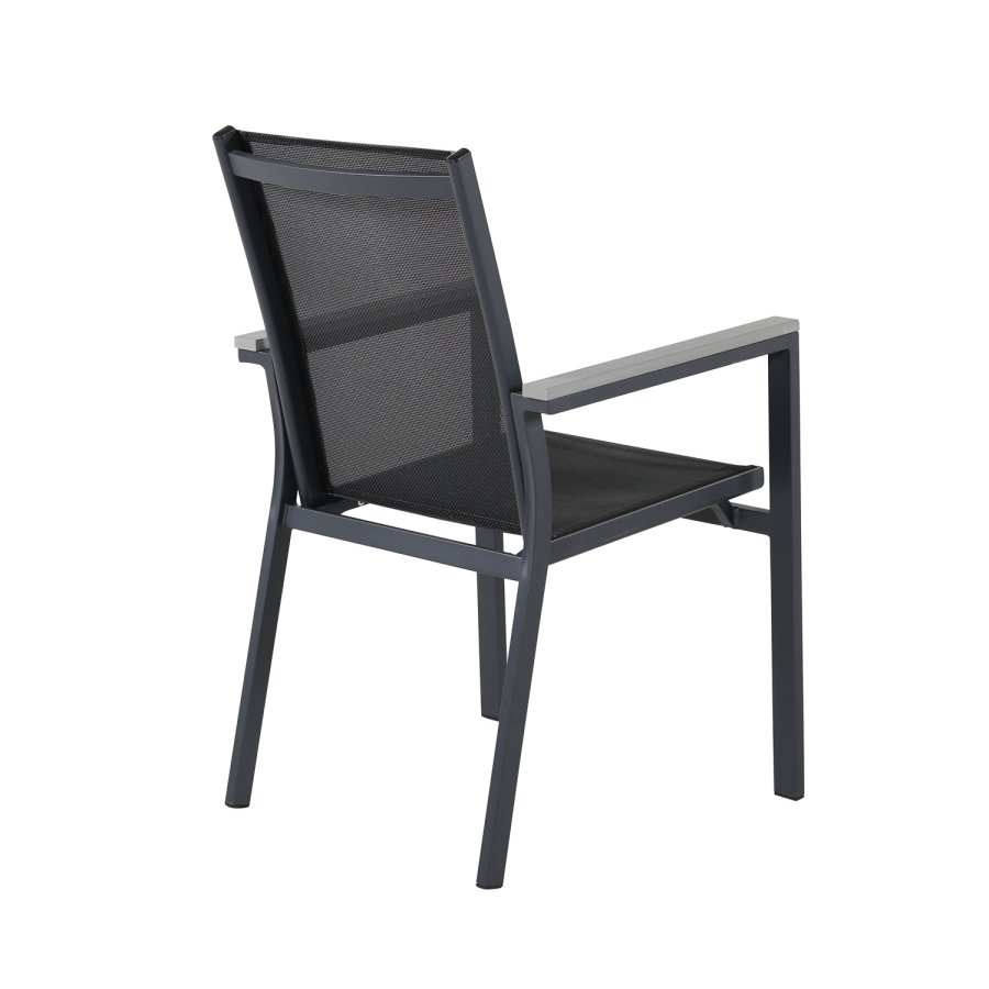 VENTURE DESIGN Parma hagestol, med armlener - gr i tre, svart tekstil og aluminium