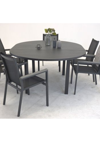 VENTURE DESIGN Parma hagestol, med armlener - gr i tre, svart tekstil og aluminium