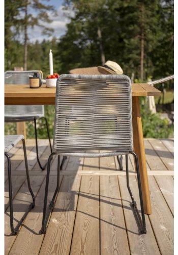 VENTURE DESIGN Lindos hagestol - grtt polyestertau, sort aluminium og stl