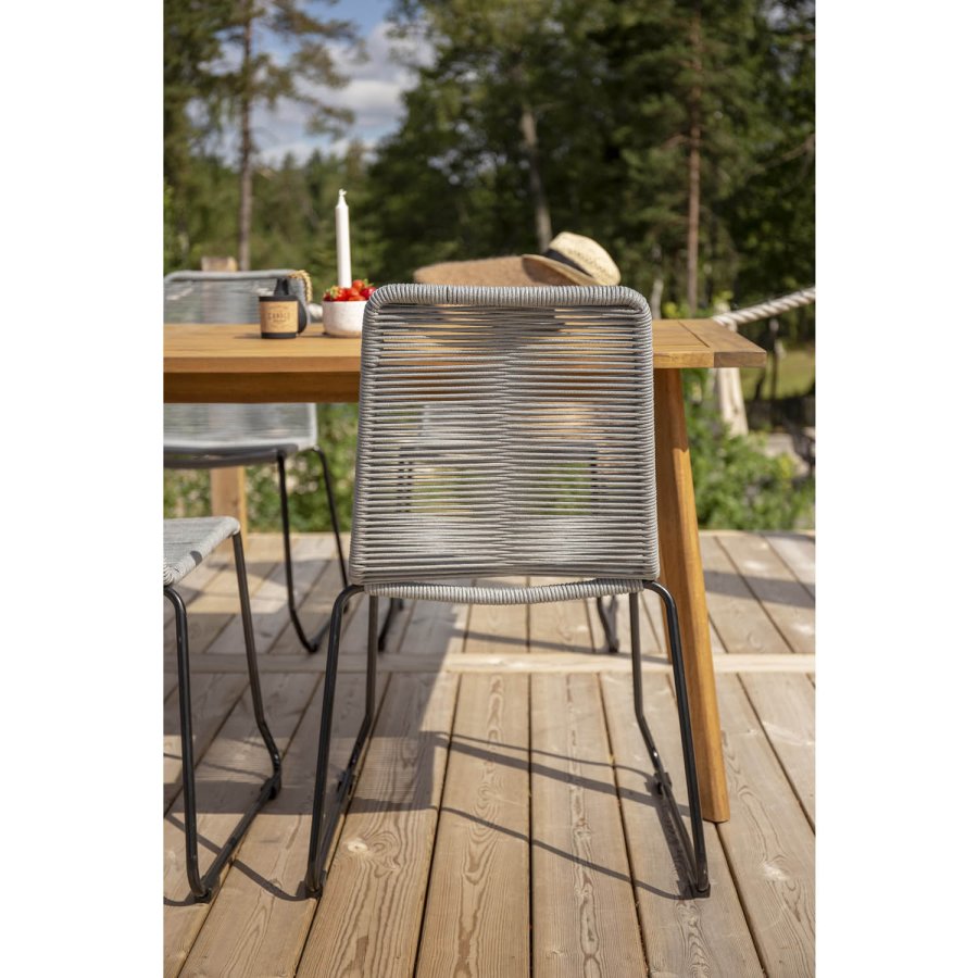 VENTURE DESIGN Lindos hagestol - grtt polyestertau, sort aluminium og stl