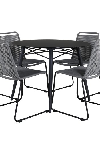 VENTURE DESIGN Lindos hagestol - grtt polyestertau, sort aluminium og stl