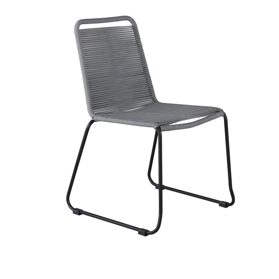 VENTURE DESIGN Lindos hagestol - grtt polyestertau, sort aluminium og stl