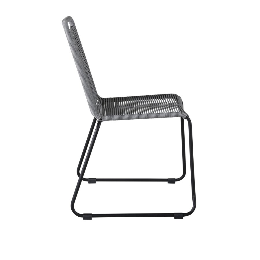 VENTURE DESIGN Lindos hagestol - grtt polyestertau, sort aluminium og stl