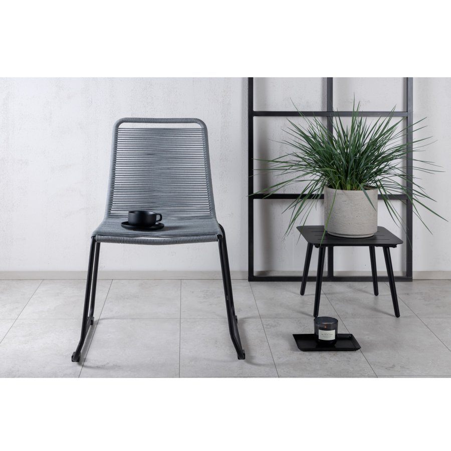 VENTURE DESIGN Lindos hagestol - grtt polyestertau, sort aluminium og stl