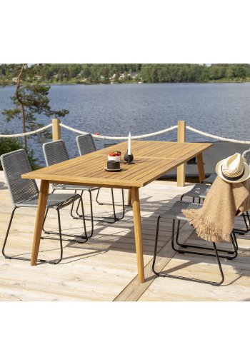 VENTURE DESIGN Lindos hagestol - grtt polyestertau, sort aluminium og stl