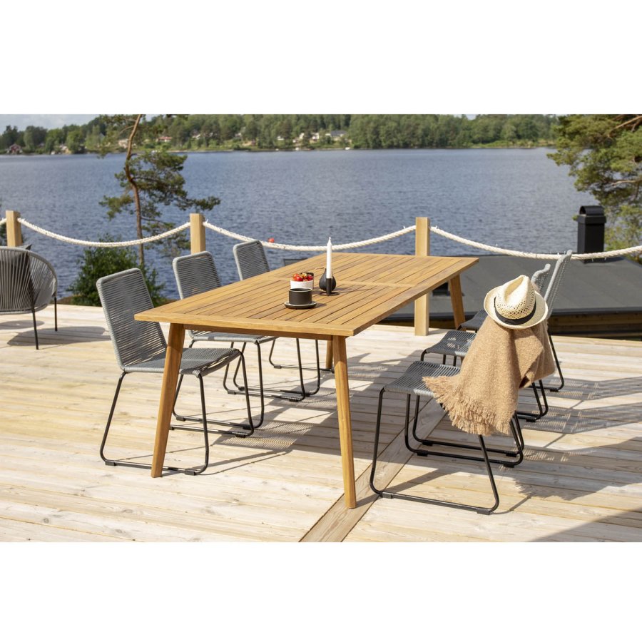 VENTURE DESIGN Lindos hagestol - grtt polyestertau, sort aluminium og stl