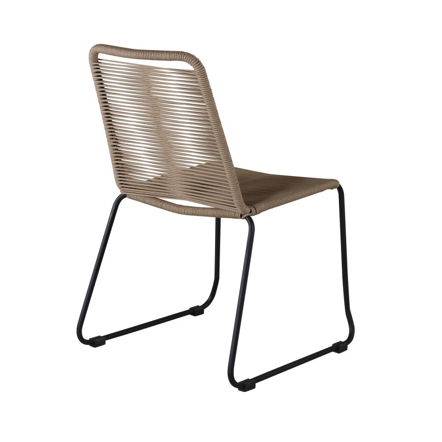 VENTURE DESIGN Lindos hagestol - beige polyestertau og sort stl