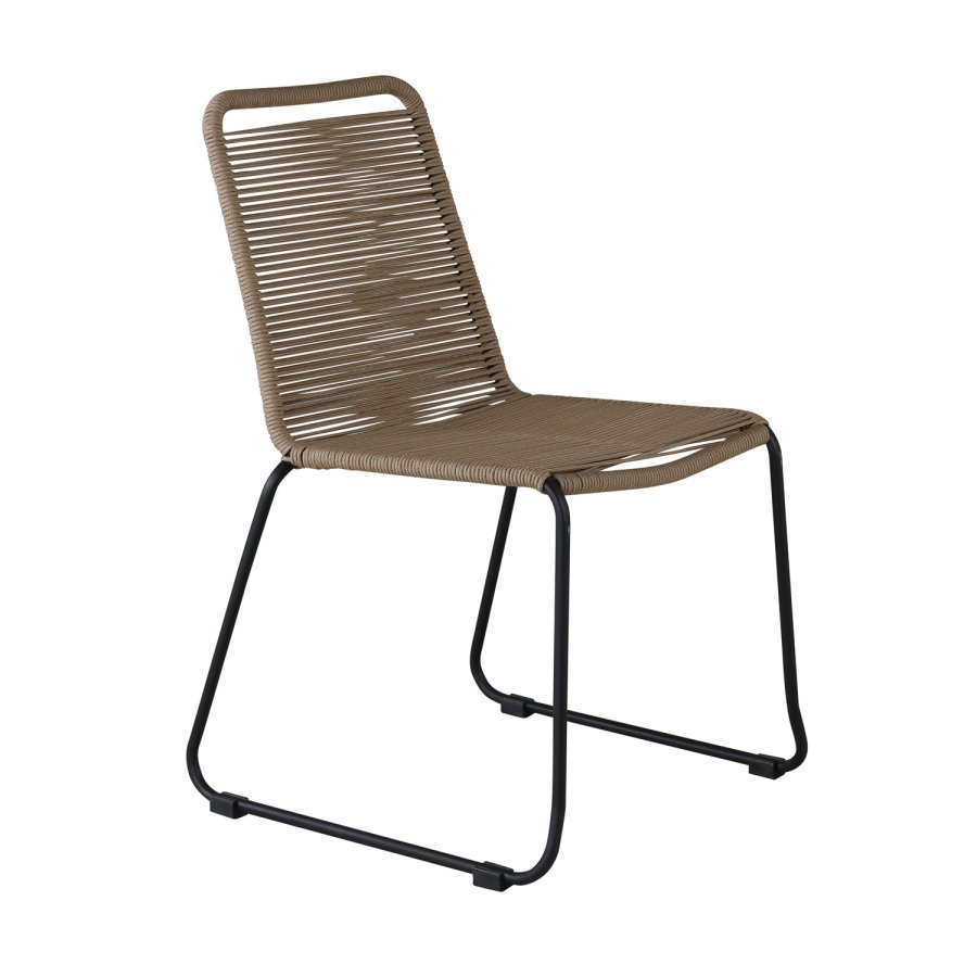VENTURE DESIGN Lindos hagestol - beige polyestertau og sort stl