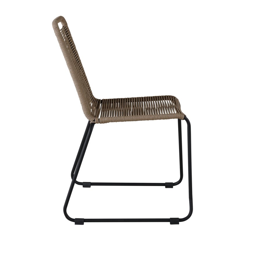 VENTURE DESIGN Lindos hagestol - beige polyestertau og sort stl