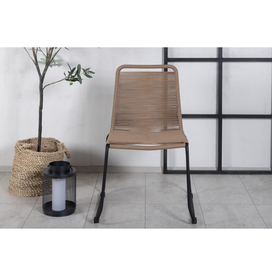 VENTURE DESIGN Lindos hagestol - beige polyestertau og sort stl