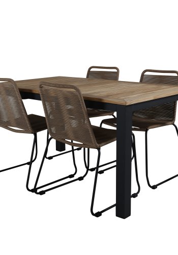 VENTURE DESIGN Lindos hagestol - beige polyestertau og sort stl