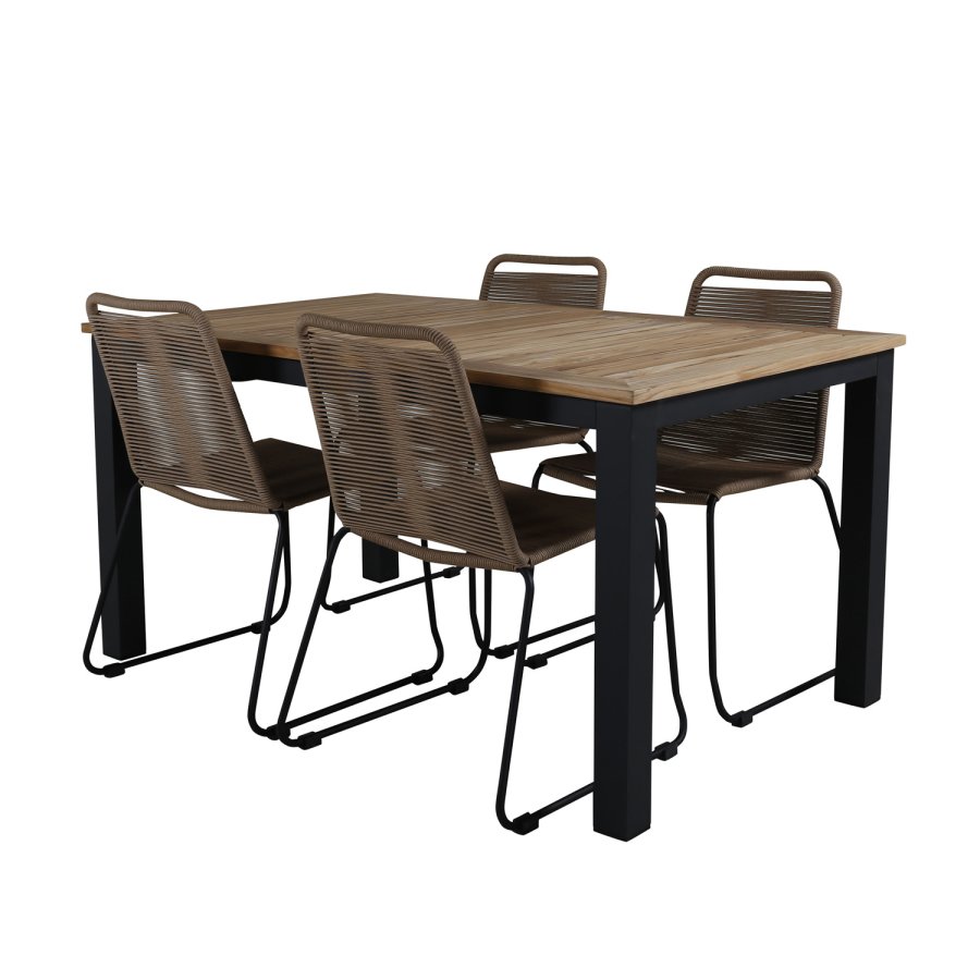 VENTURE DESIGN Lindos hagestol - beige polyestertau og sort stl