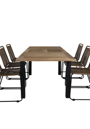 VENTURE DESIGN Lindos hagestol - beige polyestertau og sort stl