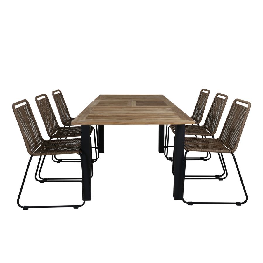 VENTURE DESIGN Lindos hagestol - beige polyestertau og sort stl