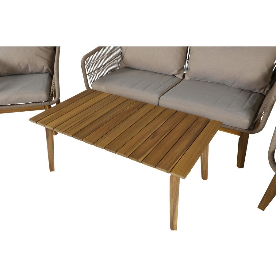 VENTURE DESIGN Chania hagesofasett, med beige puter - beige tau og brunt akasietre