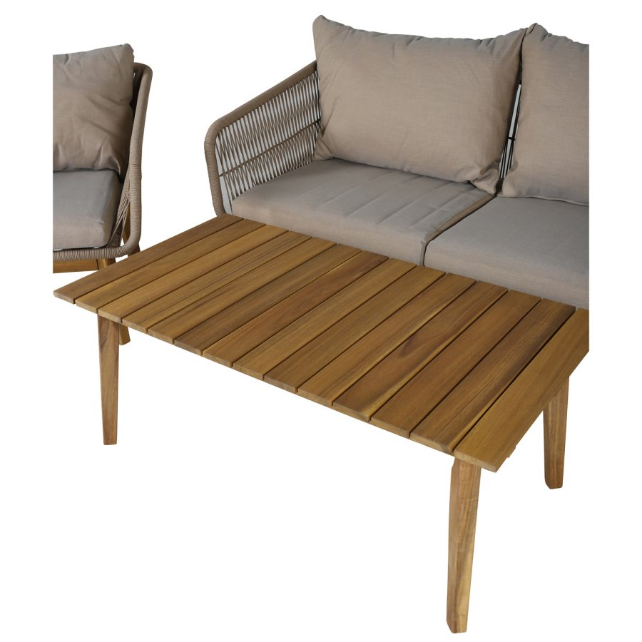 VENTURE DESIGN Chania hagesofasett, med beige puter - beige tau og brunt akasietre