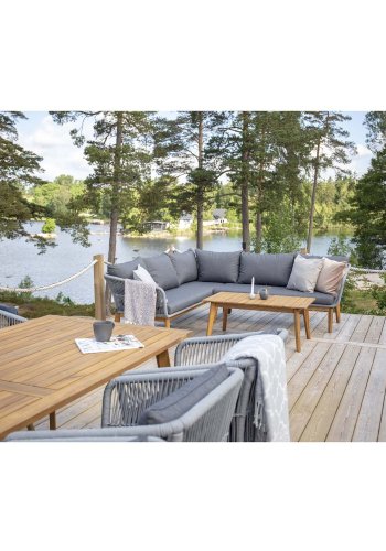 VENTURE DESIGN Chania hjrne hagesofa - naturlig akasietre og grtt stl 