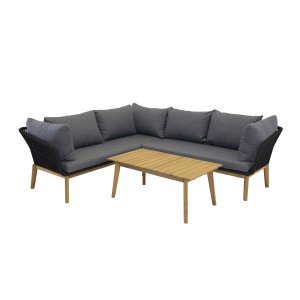 VENTURE DESIGN Chania udendrs sofast - natur akacietr og sort stl 