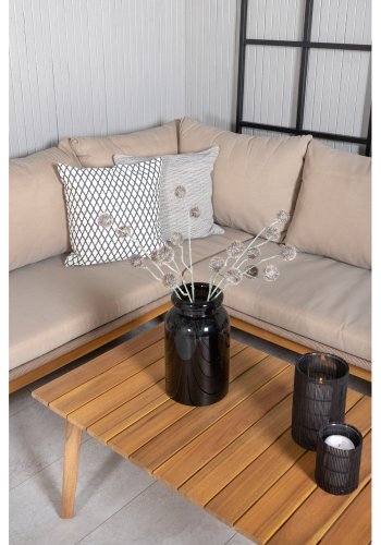 VENTURE DESIGN Chania hjrnesofasett - brune puter og brunt tau, akasietre og stl