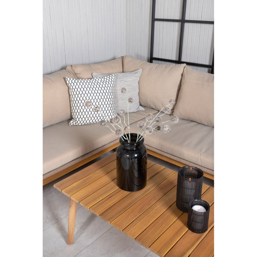 VENTURE DESIGN Chania hjrnesofasett - brune puter og brunt tau, akasietre og stl