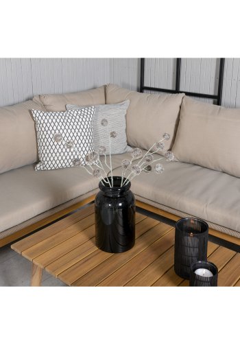 VENTURE DESIGN Chania hjrnesofasett - brune puter og brunt tau, akasietre og stl