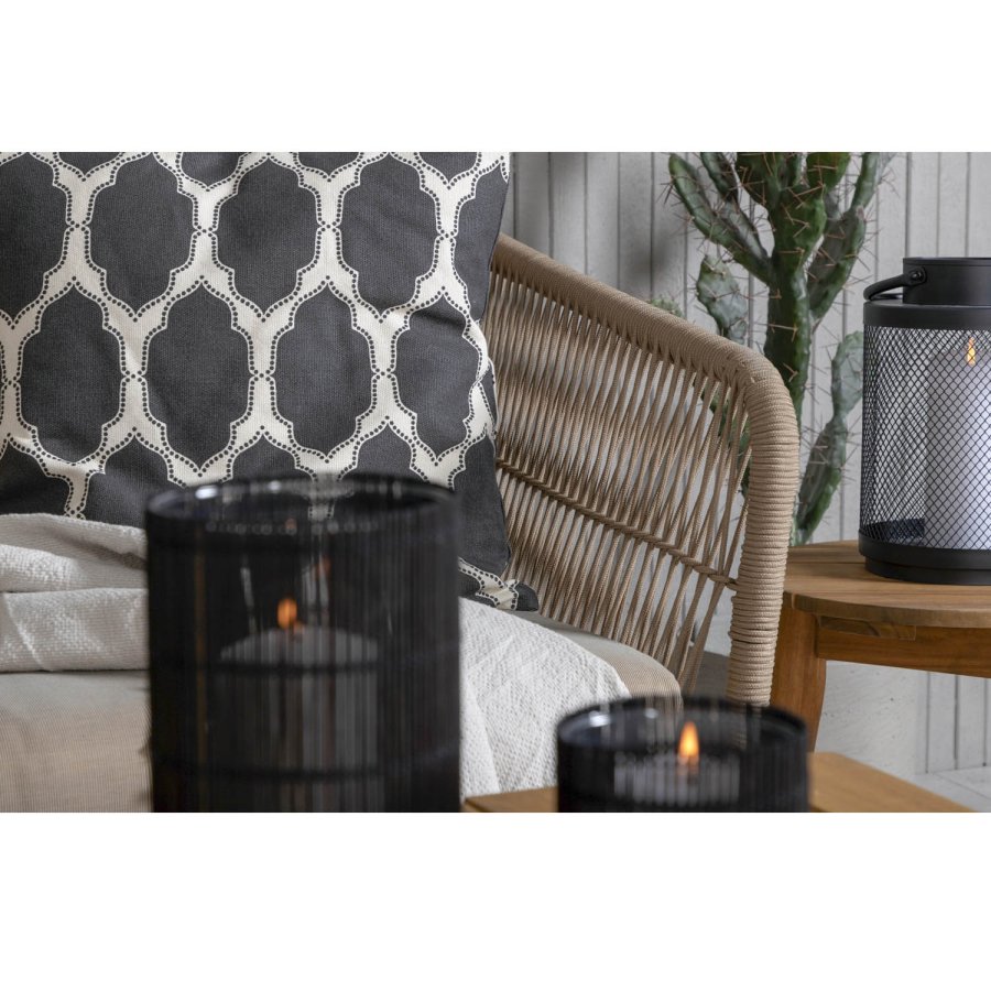 VENTURE DESIGN Chania hjrnesofasett - brune puter og brunt tau, akasietre og stl