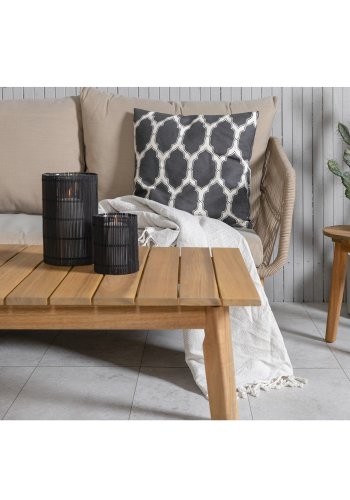 VENTURE DESIGN Chania hjrnesofasett - brune puter og brunt tau, akasietre og stl