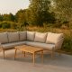 VENTURE DESIGN Chania Ecksofa-Set &ndash; braune Kissen und braunes Seil, Akazienholz und Stahl