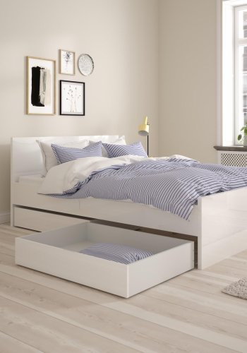 TVILUM Naia Bettschublade - weiße Spanplatte (2er-Set)