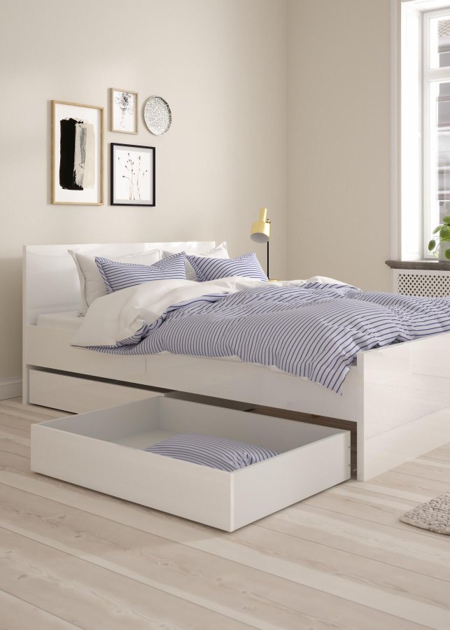 TVILUM Naia Bettschublade - weiße Spanplatte (2er-Set)