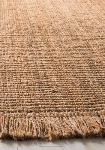 TEPPI 00022A gulvtppe m. frynser, rektangulr - natur jute (120x180)