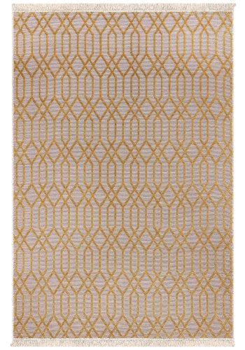 TEPPI 23037A gulvtppe m. mnster, rektangulr - gul jute og chenille (160x230)