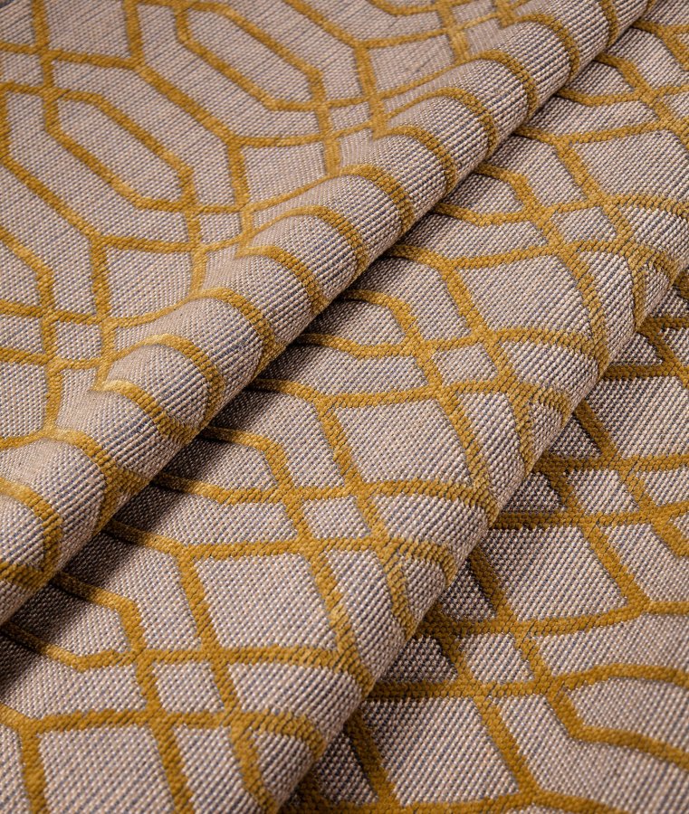 TEPPI 23037A gulvtppe m. mnster, rektangulr - gul jute og chenille (160x230)