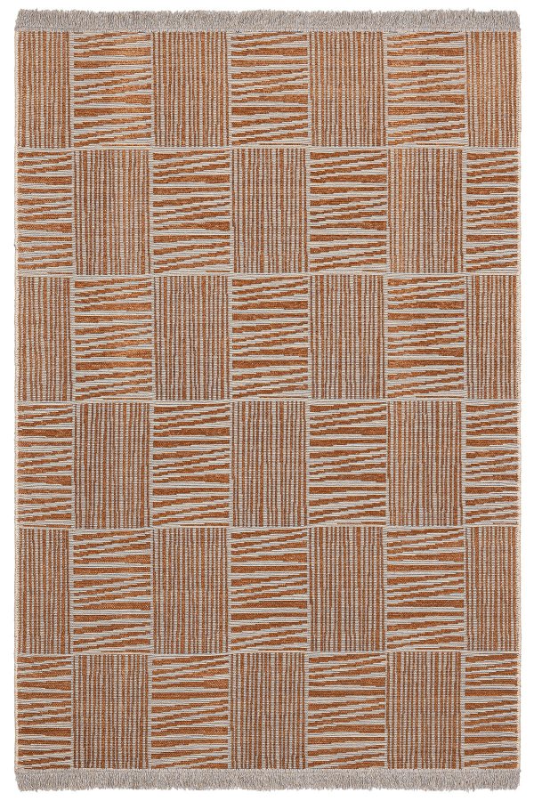 TEPPI 23043A gulvtppe m. mnster, rektangulr - orange jute og chenille (160x230)