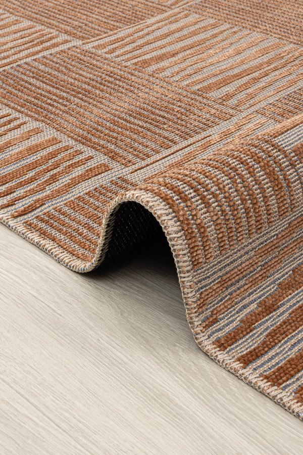 TEPPI 23043A gulvtppe m. mnster, rektangulr - orange jute og chenille (160x230)