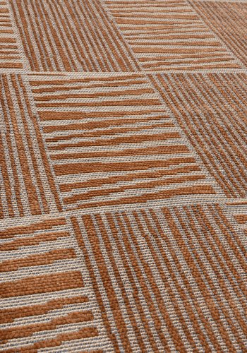 TEPPI 23043A gulvtppe m. mnster, rektangulr - orange jute og chenille (160x230)