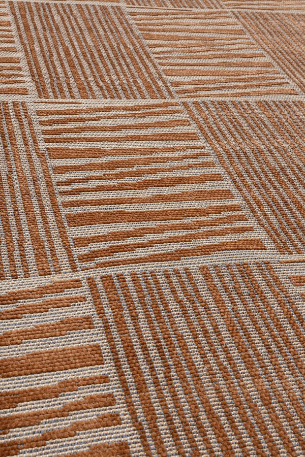 TEPPI 23043A gulvtppe m. mnster, rektangulr - orange jute og chenille (160x230)