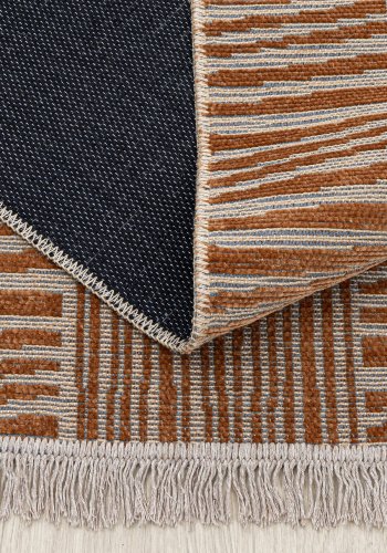 TEPPI 23043A gulvtppe m. mnster, rektangulr - orange jute og chenille (160x230)