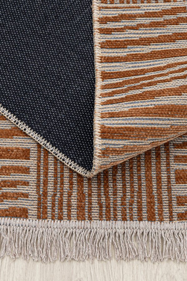 TEPPI 23043A gulvtppe m. mnster, rektangulr - orange jute og chenille (160x230)