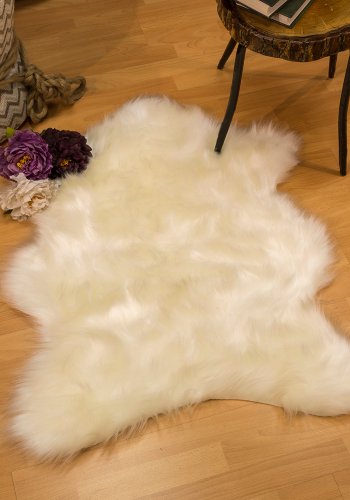 TEPPI Koyun Hall gulvtppe, organisk - hvid polyester (100x150)