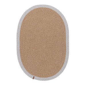 TEPPI 9020116 teppe, oval - naturlig og gr bomull (80x120)