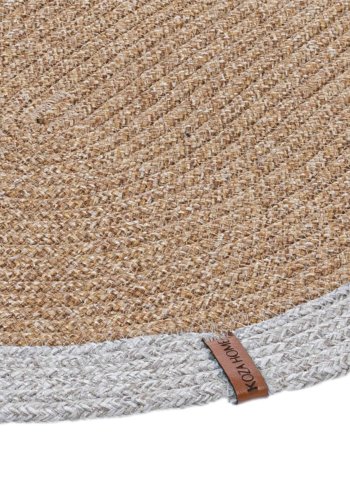 TEPPI 9020116 gulvtppe, oval - natur og gr bomuld (80x120)