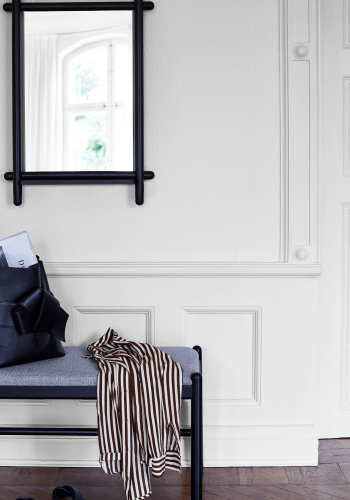 ROWICO rektangulr Milford bnk - gr polyester og sort eg (80x40)