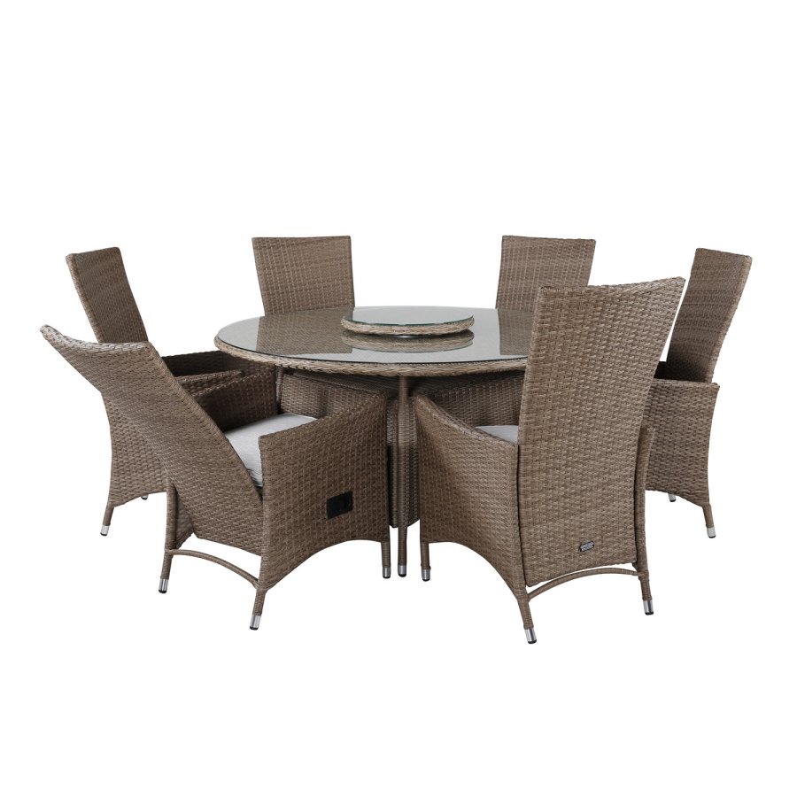 VENTURE DESIGN Padova hvilestol hagestol, med armlener og pute - polyester og naturlig polyrattan